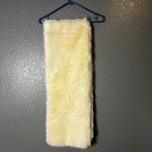 Vintage Cream Faux Fur Stole Scarf Wrap Shawl Satin Lined Winter Collar